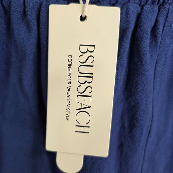 Womens Bsubseach Navy Blue Cotton Shorts Eyelet Hem Elastic Waist 4" Inseam S - Picture 3 of 10